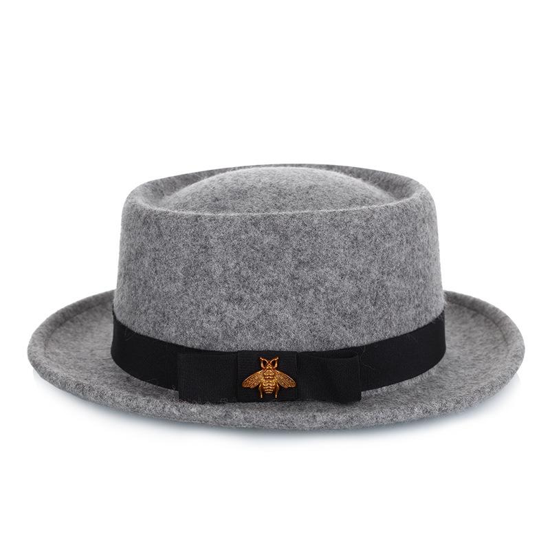 Hat Autumn and Winter Women Pure Wool Jazz Hat Fashion Bee Accessories Traditional Craft Felt Hat