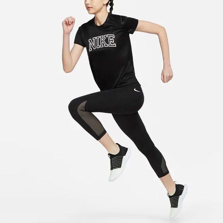 Nike Dri Fit T Shirts Women's Black Crew Neck Moderate DQ6372-010