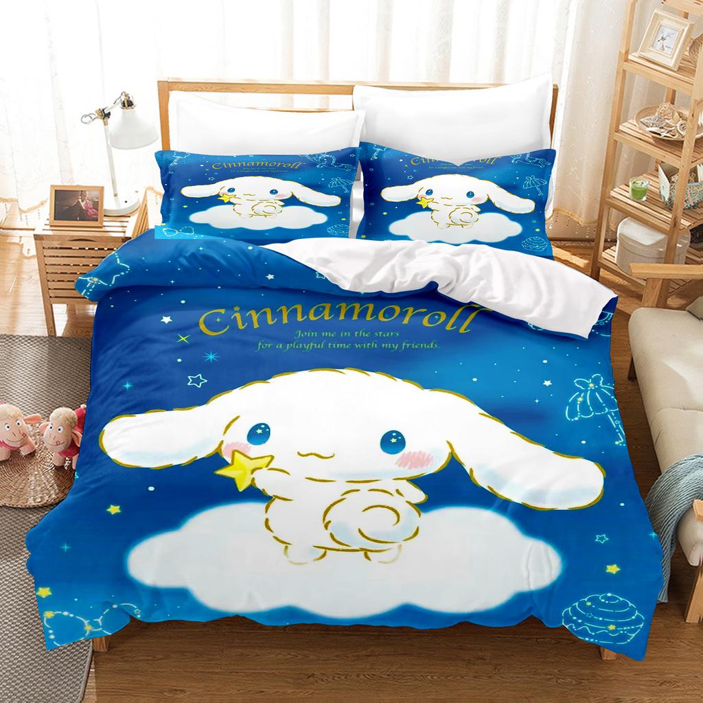 Cinnamoroll Bettbezug Queen Size Kinder Bettwäsche Set Set Bettwäsche Twin Sets Niedliches Gedrucktes Cartoon Bettdeckenbezug