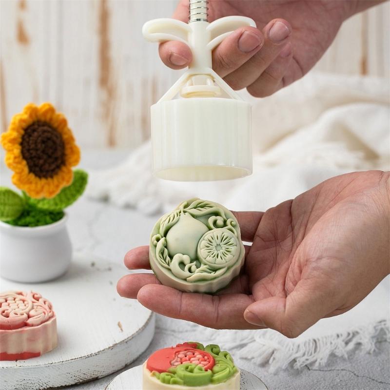 Pomelo and Pomegranate Pattern Mooncakes Press Delicate Embossing Mooncakes Molds Treat Stamps for Baking Lover