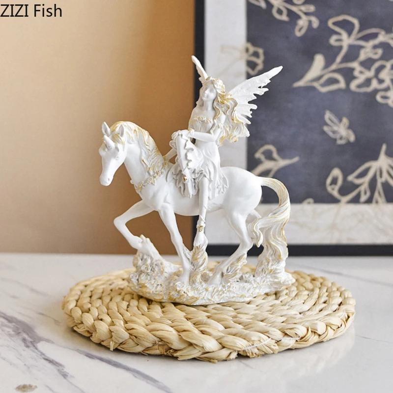 Lovely Flower Angel Statue Desk Decoration Ornaments Creative Angel Characters Resins Sculpture Artwork Room Aesthetic Decor