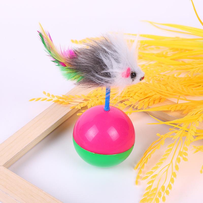 Funny Tumbler Sphynx Cat  Feather Ball Toy for Cats Gotas Automatic Swing Pet Balance Car Accessories Kitten Kedi Mascotas Toys