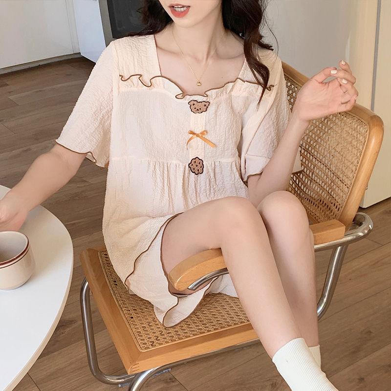 Baumwollpyjamas im Prinzessinnenstil für Damen im Sommer, kurzärmlig, locker sitzend, hoher ästhetischer Wert, können extern als Hausanzug-Set getragen werden
