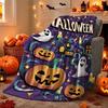 Halloween Flannel Throw Blanket Ghost Pumpkin Pattern Cozy Napping Home Decor
