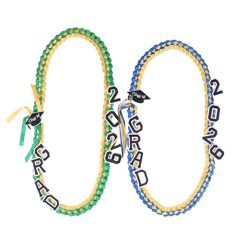 Graduation Leis Class Of 2026 Grad Handmade Ribbon Lei Ribbon Necklace With Grad Letters
