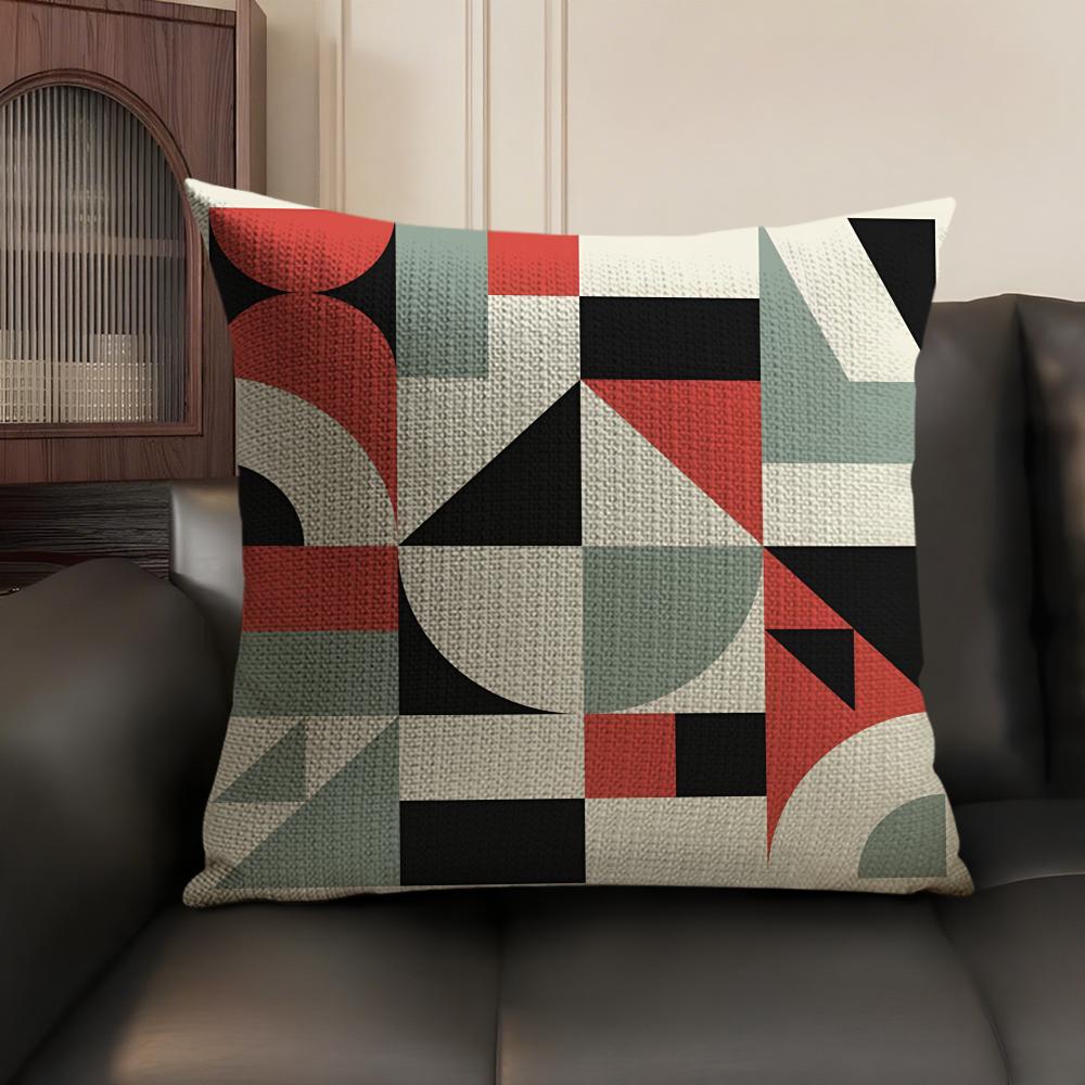 Abstract B-Bauhaus Geometry Pillow Case Natural Linen Organic Fabric Double-Sided Printing Sofa Home Decor Gift Cushion Cover