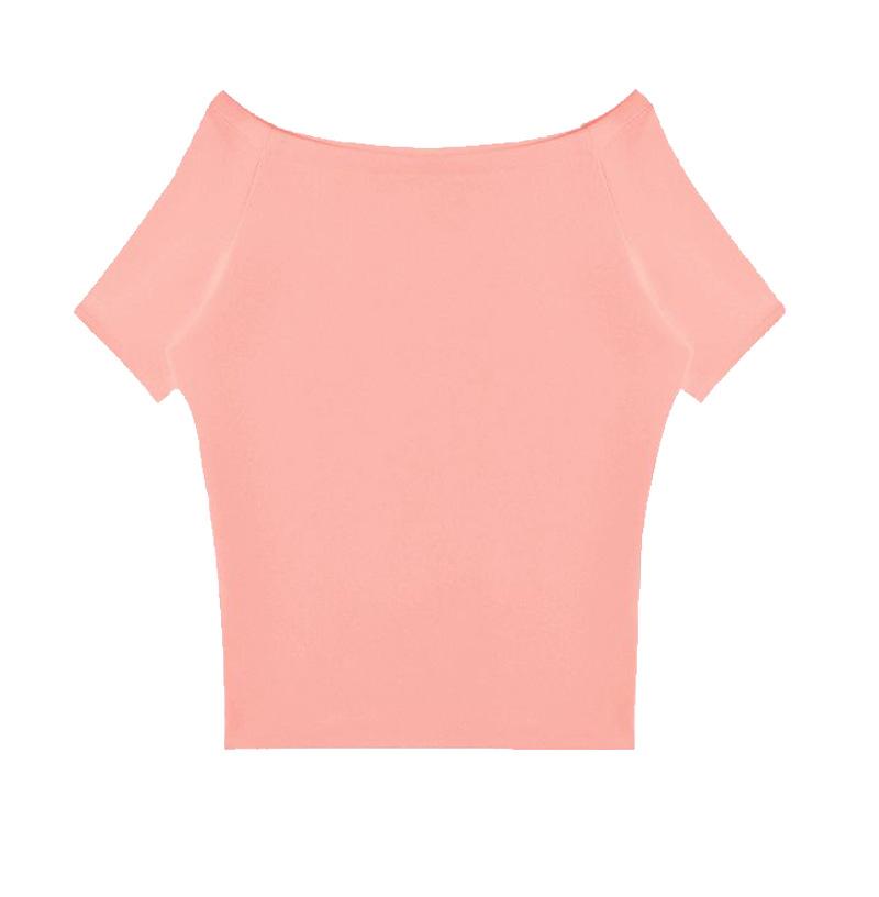 Off-the-shoulder T-shirt with A Laid-back Style, One-shoulder Short-sleeved Top That Shows Off The Shoulder and Makes You Look Slimmer