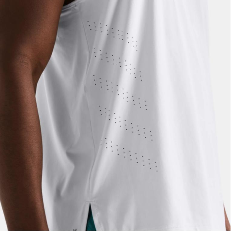 Under Armour UA Launch Elite Solid Logo Sweat-Wicking Cool Round Neck Sleeveless Tank Top Men Tops White 1382608-100
