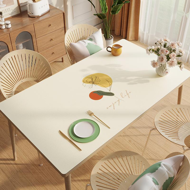 Simple Pvc Waterproof, Oil-Proof, Anti-Scalding, Leave-In Table Mat, Small Fresh Leather Tablecloth, Dining Table Coffee Table Mat
