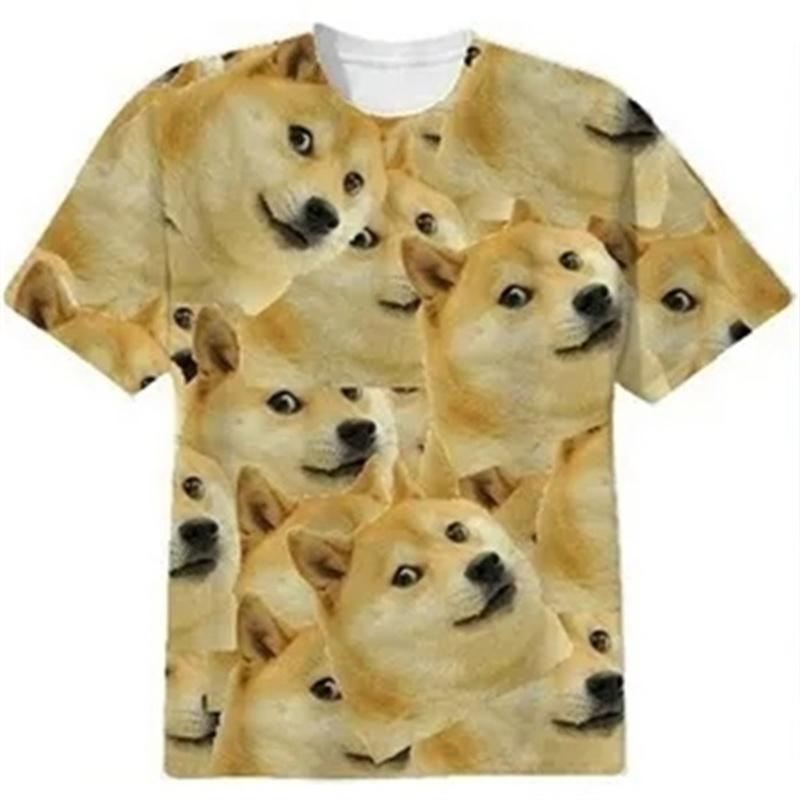 Summer Round Neck Shiba Inu 3D Print Top Doge Fan Streetwear Fashionable Casual Short Sleeved Men's T-shirts