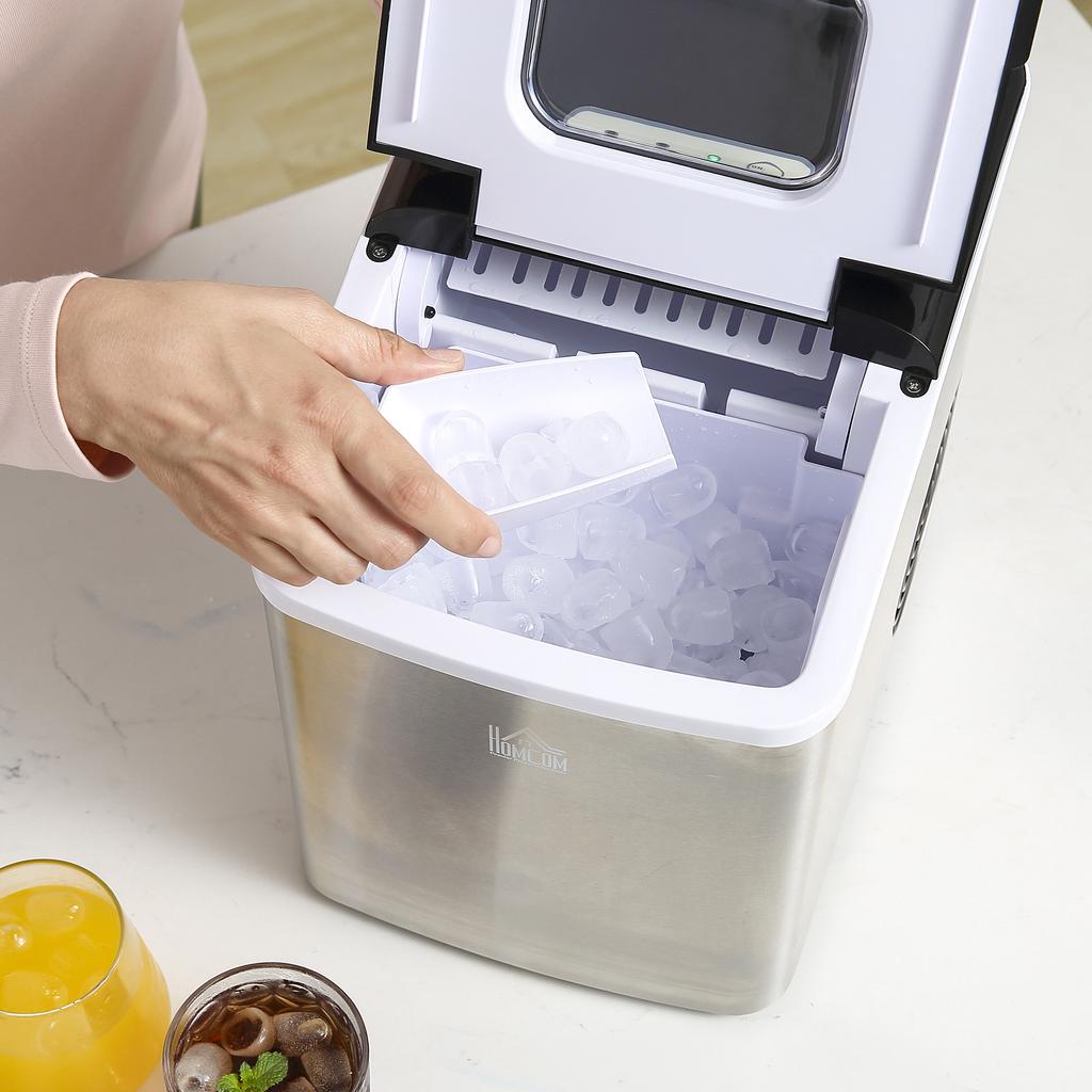 Ice Maker Machine Countertop, 9 Ice Cubes In 8 Mins, 12KG In 24Hrs, Self-Cleaning Portable Ice Cube Maker W/ Adjustable Ice Size, Ice Scoop, Basket