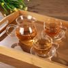 High-Temperature Resistant Glass Teapot Set with Thickened Borosilicate Teacups for Kung Fu Tea.