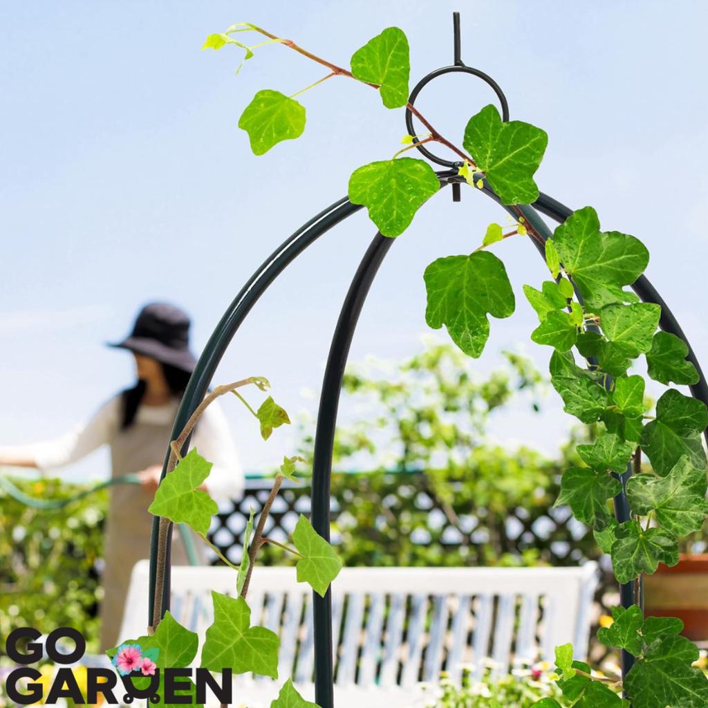 Metal tower garden pergola for climbers, roses, flowers, garden plants, metal