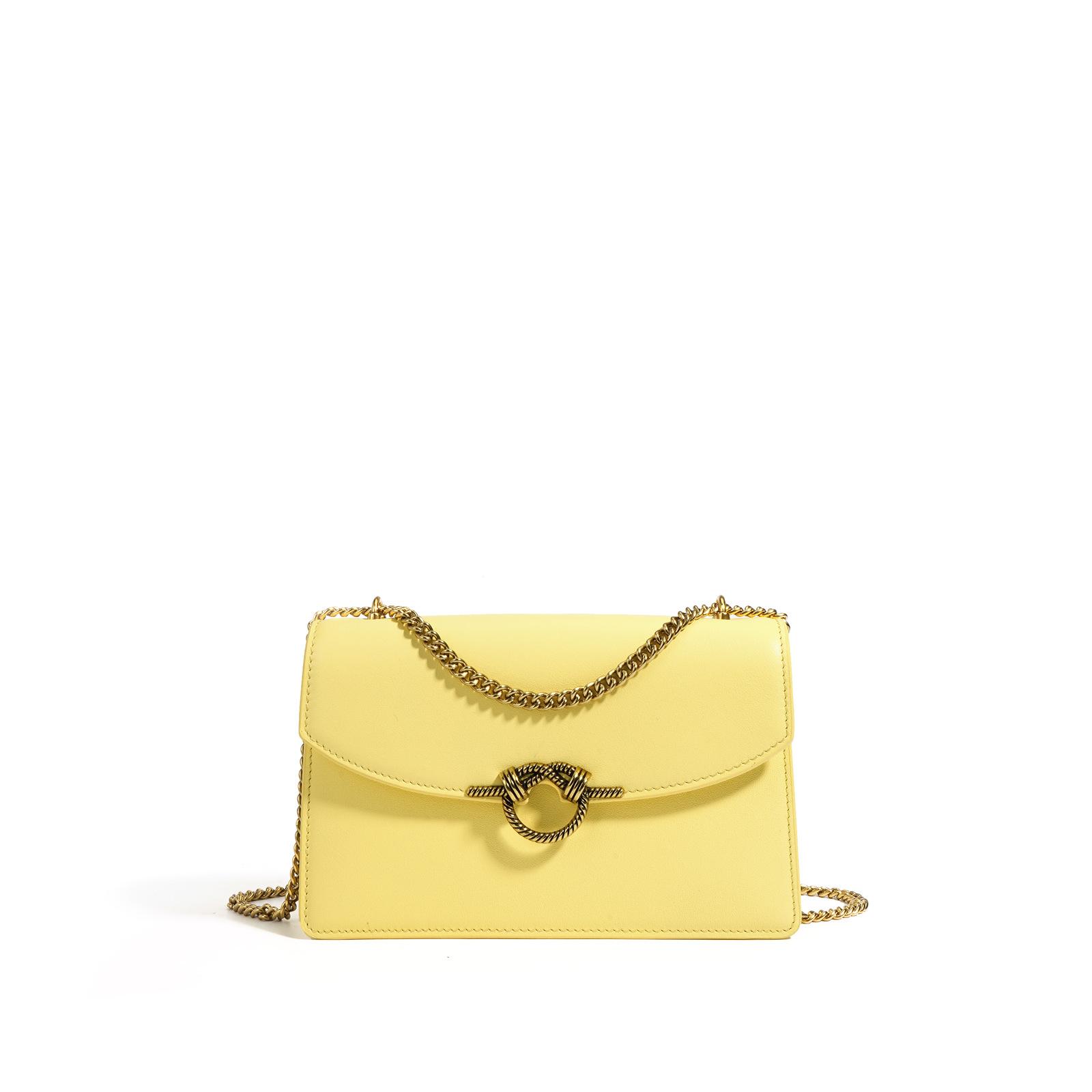 

New Classic Real Leather Compact Square Bag Early Spring Simple Commuter Versatile Handbag Ladies Crossbody Chain Bags