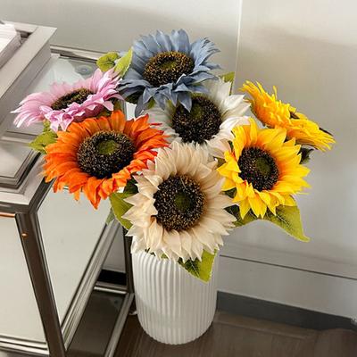 Artificial Flowers Realistic Sunflower Bouquet for Home Decoration UV-Resistant Fade-Free Adjustable Stem Living Room Bedroom Wedding Photo Props