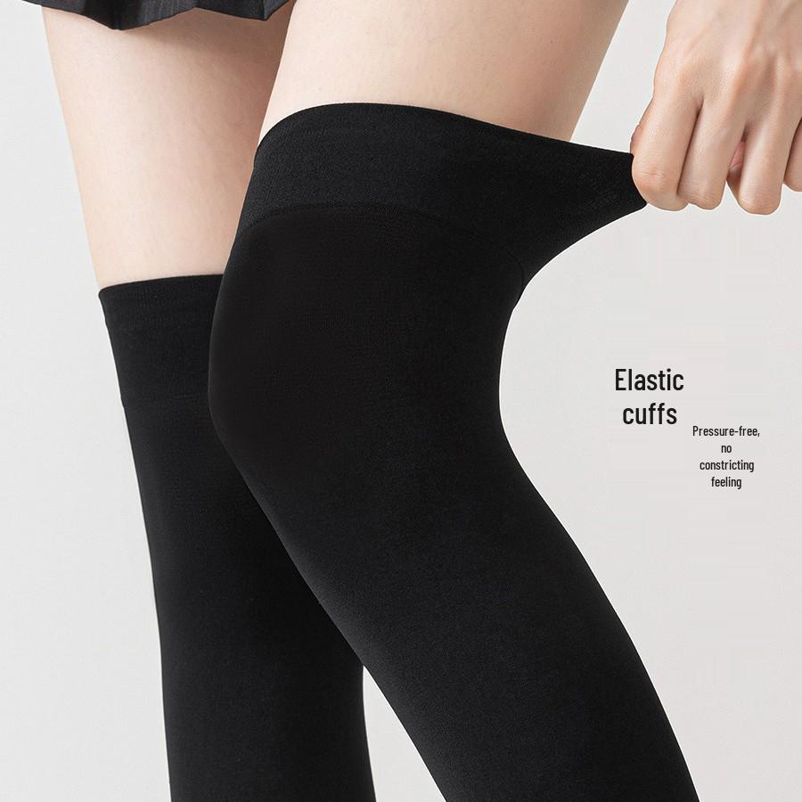 Spring & Autumn Thin Black Non-Slip Velvet Over-the-Knee Thigh High Japanese Silk Socks