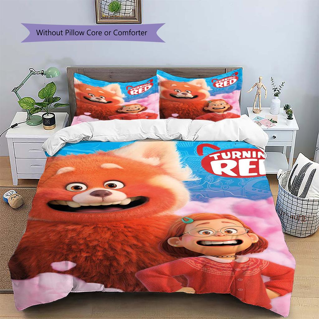 Cartoon Red Panda Pattern Bedding Quilt Set Quilt Cover Pillowcase Home Decoration Gift (1 * duvet cover + 2 * pillowcase, without core)