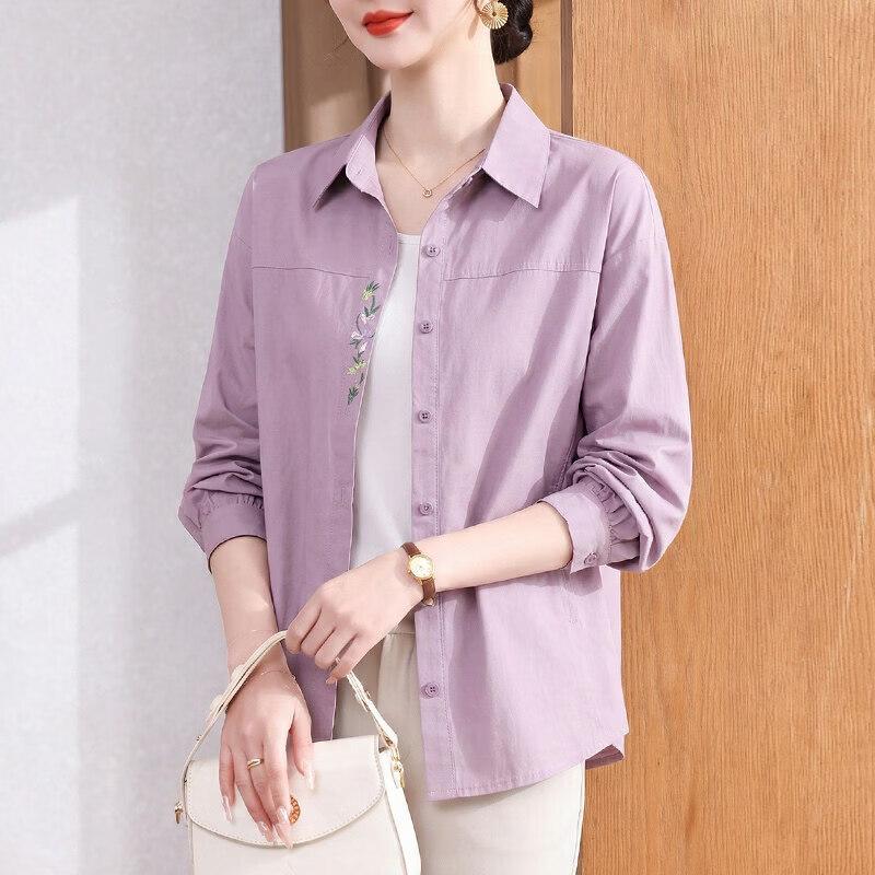 Xuexi Women s 100% Cotton Long-Sleeve Casual Plus Size Shirt 3XL