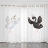 2 Panel Pink Unicorn Curtains Ballerina Girl Curtains for Kids Girls Bedroom Window Blinds Floor-to-ceiling Windows Grommet Top