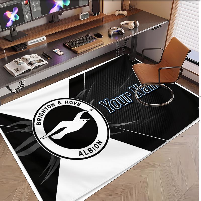 Personalized Crystal Velvet Carpet Brighton & Hove Albion Football Pattern Non Slip Floor Rug