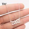 1980-2019 Birth Year Number Charm Pendant Stainless Steel Chain Necklace Jewelry