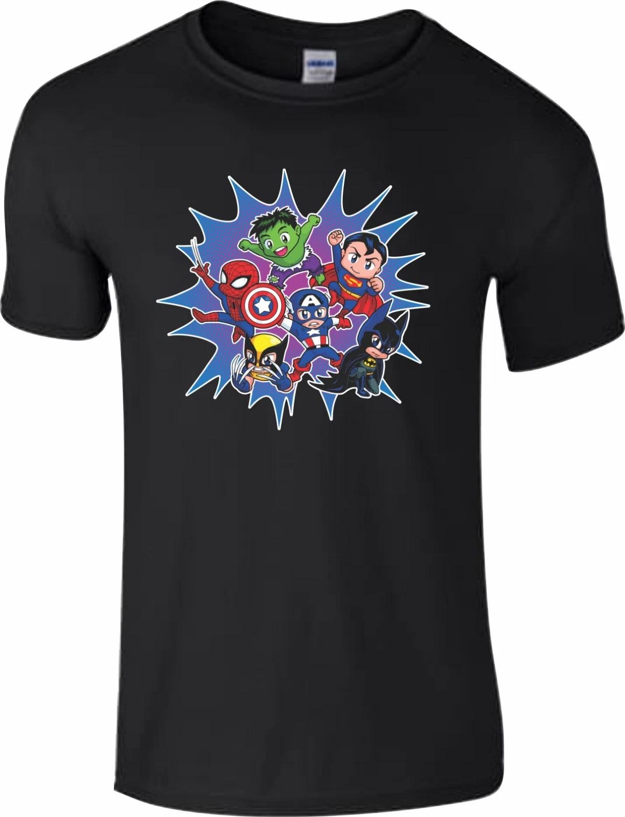 Superman Batman Spider man Captain America Hulk T-shirt Tops Tees Unisex Christmas Birthday Gift S