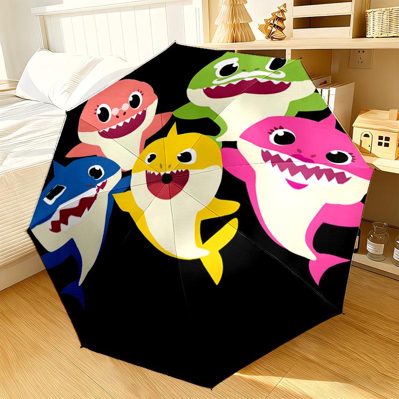 Cartoon Shark Dance Party Umbrella 8-Frame for Travel, camping, Casual Lightweight Portable Umbrella, Essential for every family Holidays Gift