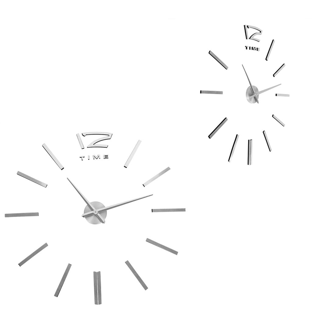 3D Mirror Luxury Modern DIY Large Wall Clock Surface Sticker Room Art Home Office Decor Silver