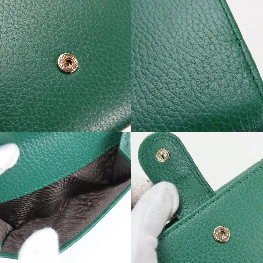 Used GUCCI Bifold Wallet Interlocking 615525 Leather Green Everyday Use