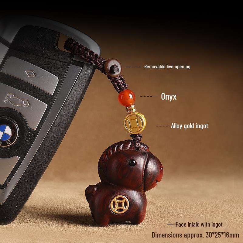 Sandalwood Zodiac Horse Carriage Keychain and Pendant