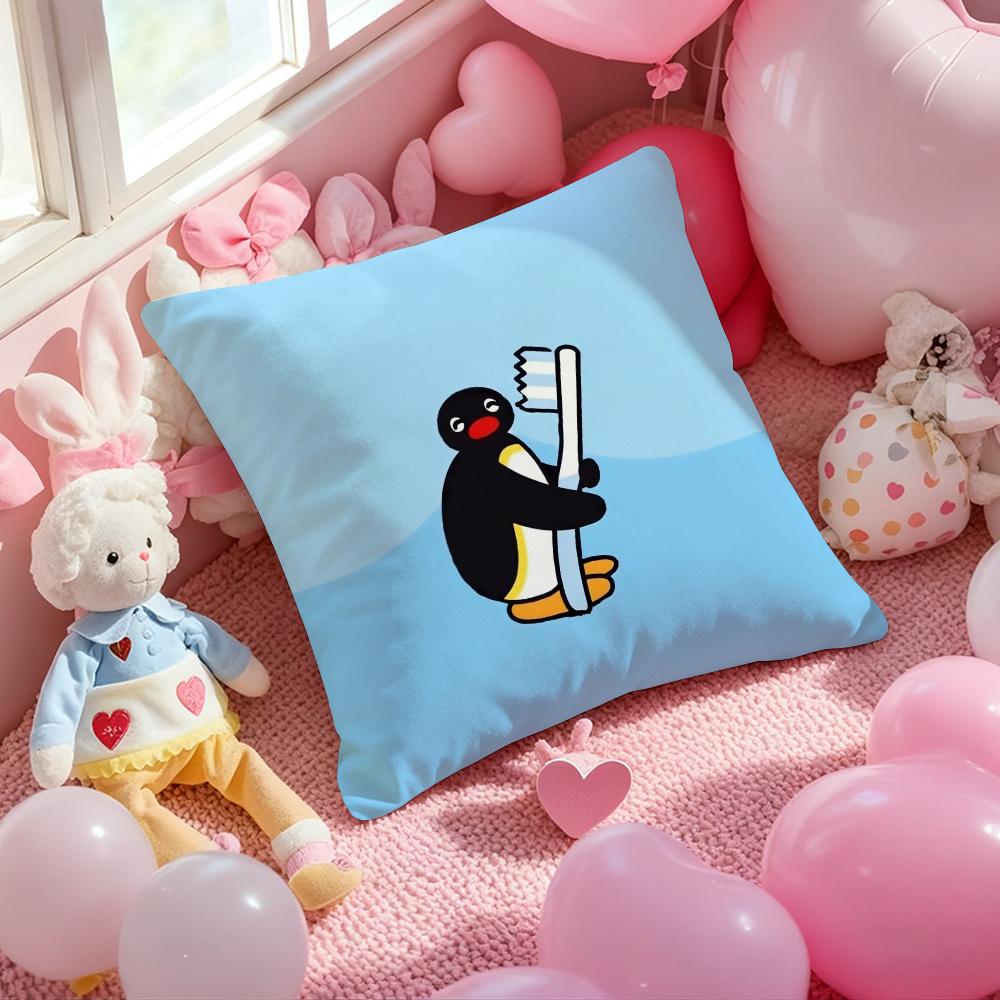 Cute P-Pingu Cartoon Cushion Cover Pattern Printed Pillowcase for Living Room Sofa Cushion Cover & Bedroom Decor