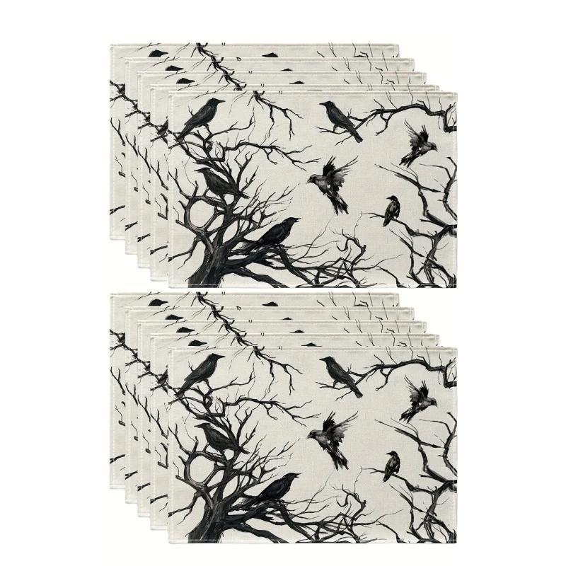 Halloween Crow Table Placemats Accessories for Enhancing Festival Mood At Meals