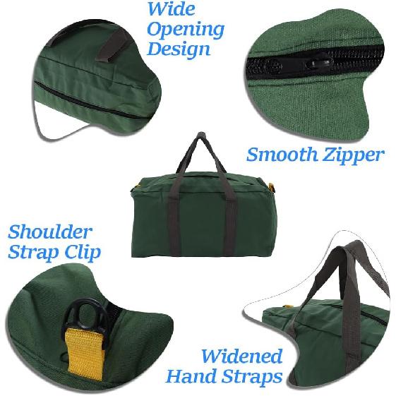 Canvas Tool Bag, 20in Heavy Duty Tool Bag Wide Mouth Tool Bag Zippered Tool Tote Close Top Mechanics Storage Bag Large Capacity Water Resistant for