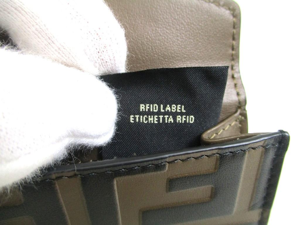 Authentische FENDI F IS FENDI FF Braun Leder Gold H/W Micro Dreifach-Geldbörse #b151 Vom Verkäufer überholt