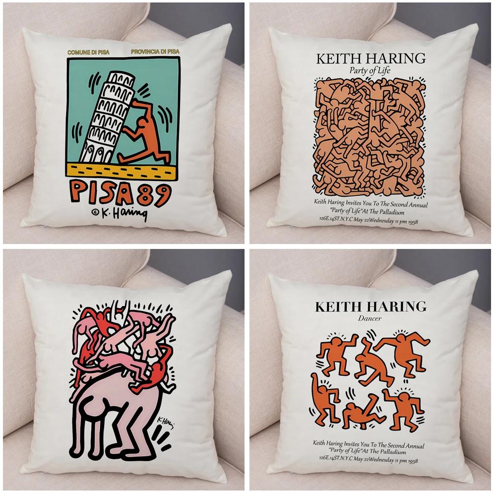 Nordic Style Plush Throw Pillow Case Abstract Keith Artwork Cushion Cover for Sofa Home Car Decor Geometric Art Print Pillowcase