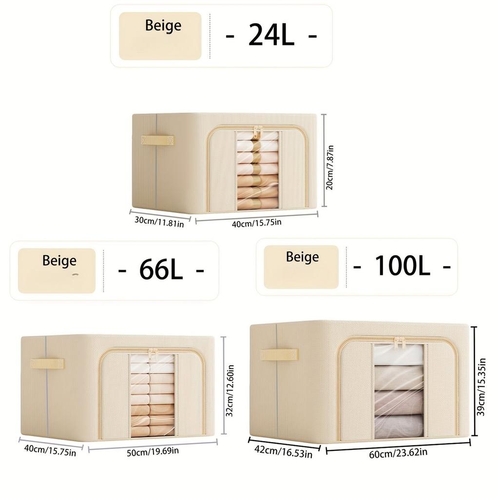 Oxford Cloth Storage Basket, Metal Frame with Transparent Window, Home & Casa Laundry Basket for Daily Storage