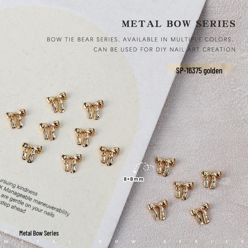 

3D Metallic Bow Tie Nail Art Accessories - Gold/Silver Alloy (5 Pieces)