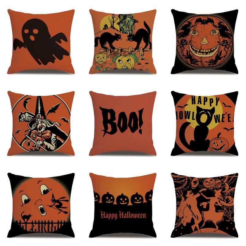 Halloween Linen Pillow Cover Printed Pillow Cover