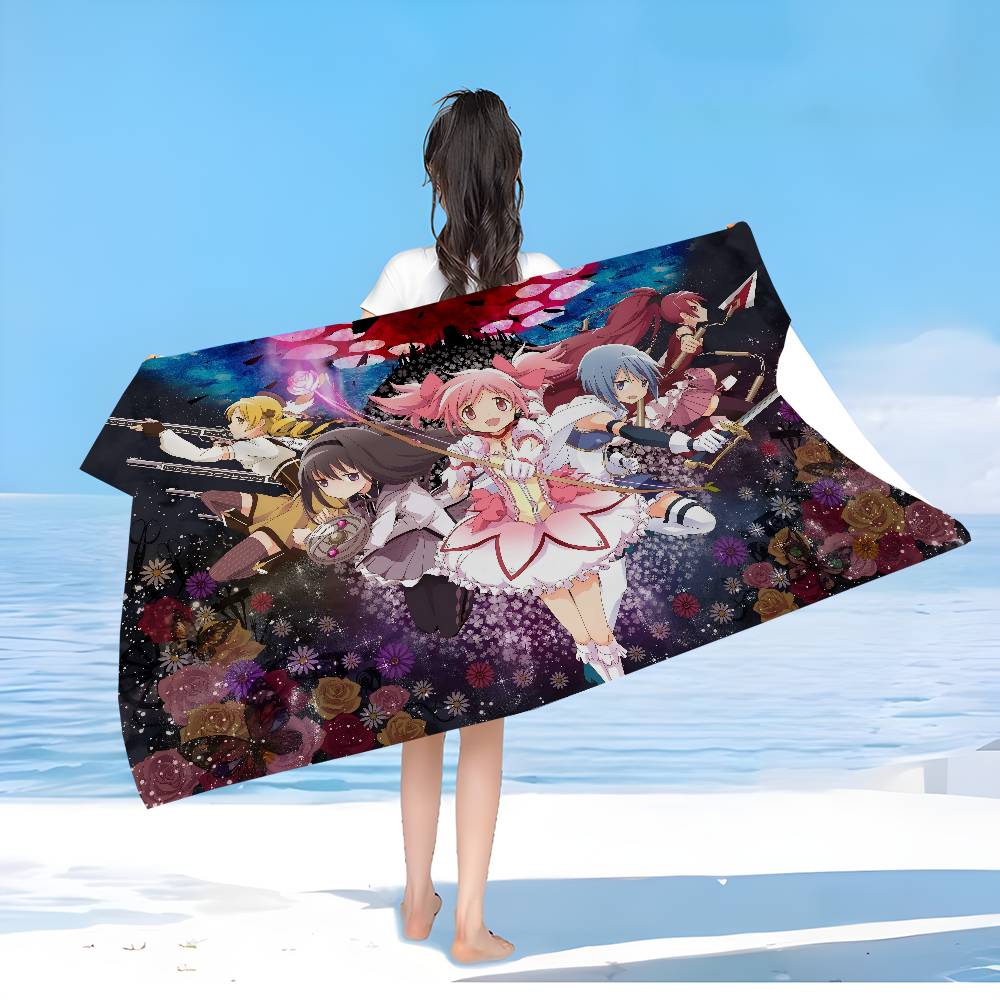 P-Puella Magi Madoka M-Magica Microfiber Beach Towel Absorbent Quick Dry Soft Yoga Swimming Resort Mountain Climbing Towel