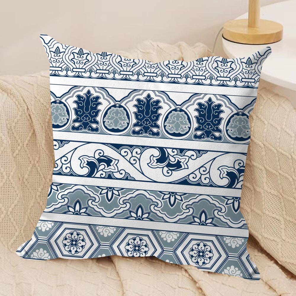 Red Ethnic Style Shading Cushion Cover Soft Plush Fabric DoubleSided Printed Sofa Cushion Cover for All Seasons Home Decor Gift