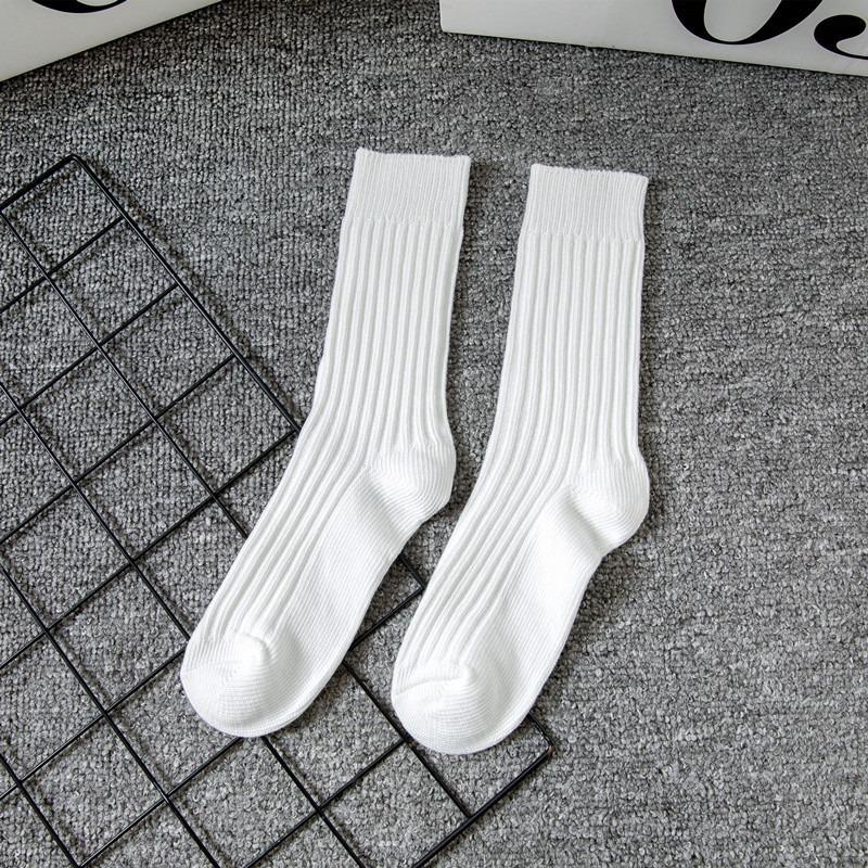 Sock Men's Autumn-Winter Double-Stitch Thick Thread Mid-Calf Socks Solid Color Retro Versatile Long-Sleeved Socks Cotton Sport Men's Socks