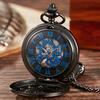 Classic Roman Gift Mechanical Pocket Watch Carving Black Men Women Stylish Retro Fob Hand Wind Double Hunter