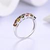 925 Sterling Silver Simple Band Ring with Round 4.0 Colorful Natural Tourmaline Gemstones Forever Elegant Design for Women