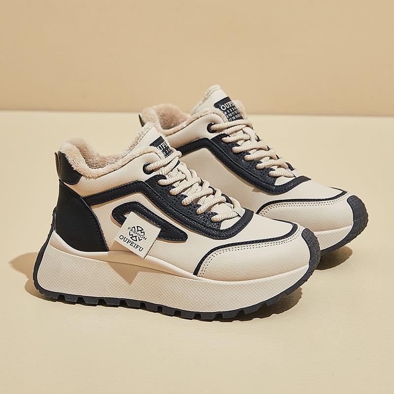 

Женские зимние ботинки на толстой платформе, нескользящие, теплые, с подкладкой из искусственного меха и флиса, короткие ботинки, прогулочная обувь, женские зимние теплые высокие кроссовки для бега 40 чёрный