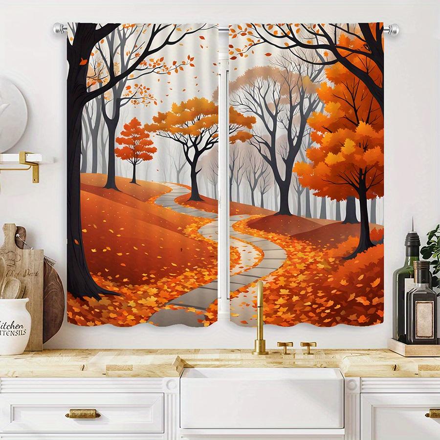 Autumn Landscape Print Curtains Polyester Fabric Suitable Living Room Bedroom Decoration Curtain Machine Washable Ideal For