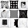 Luxury Home Decoration Cushion Cover Light Luxury Line Black and White Grid Geometric Print Office Sofa Cushion Cover