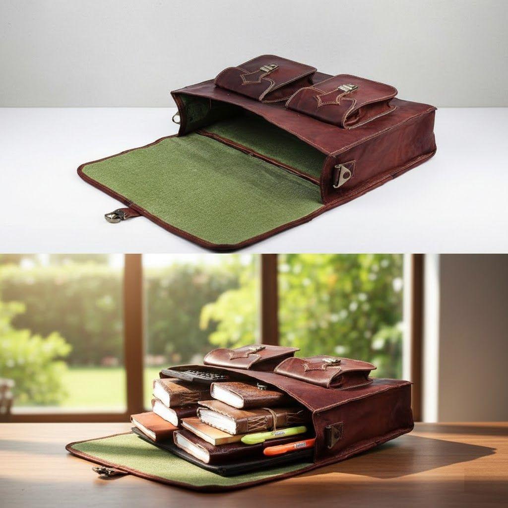 Leder-Aktentasche für Herren 18 Zoll | Große Umhängetasche aus Vollnarbenleder für Herren | Handgefertigte Vintage-Laptoptasche aus echtem Leder