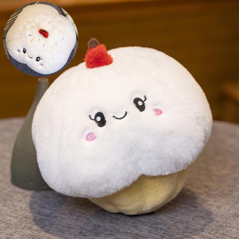 Stuffed Cake Plushie Strawberry Fruit Muffin Shape Plush Toys Cute Face Cream Snack Parsty Decor Party Gift for Birthday