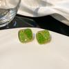 Silver Needle Stud Earrings Design Sense Light Luxury Earrings Olive Green Earrings Green Retro
