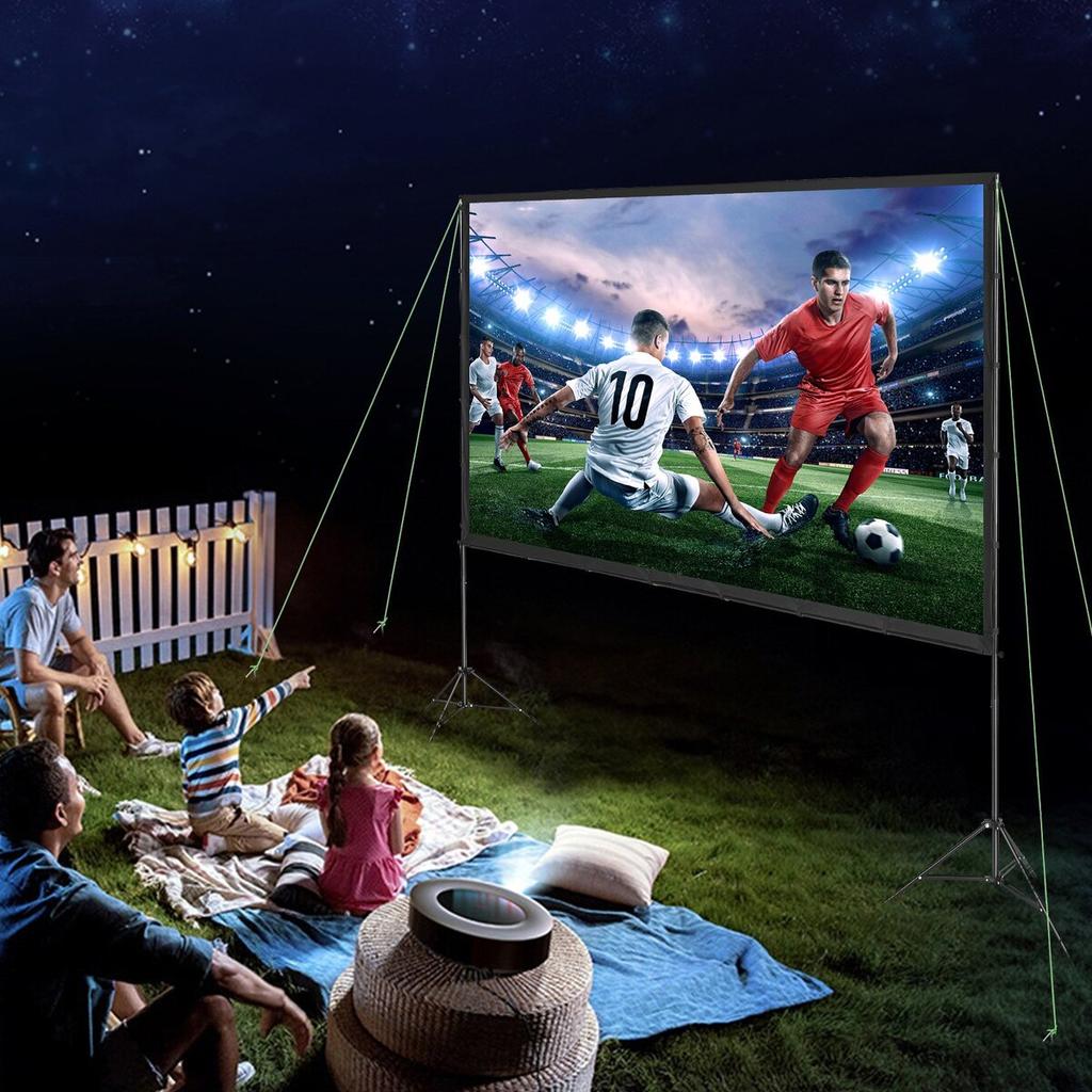 Projector Screen with Stand, 120 inch 16:9 4K 1080 HD Outdoor Movie Screen with Stand, Wrinkle-Free Projection Screen with Tripods and Carry Bag, for